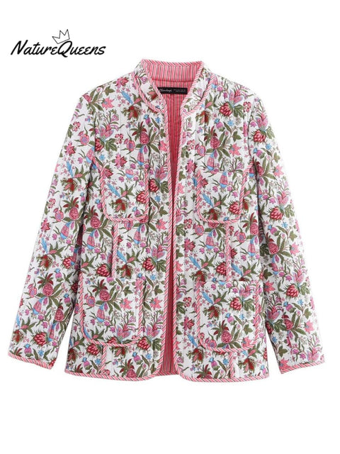 Women's Printed Quilted Loose Blouse Jacket