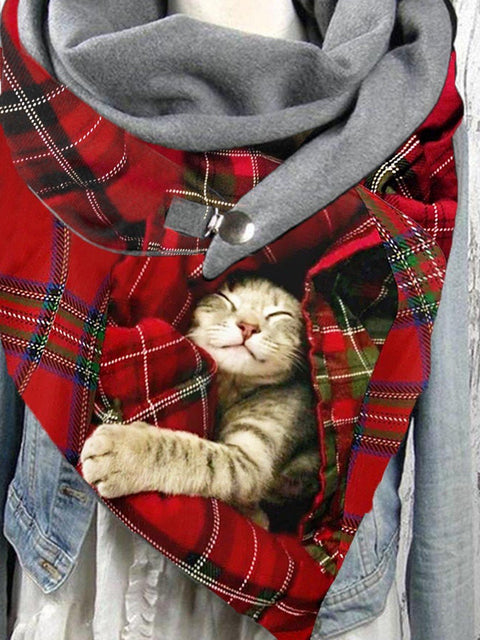 Christmas Cat print casual scarves and shawls