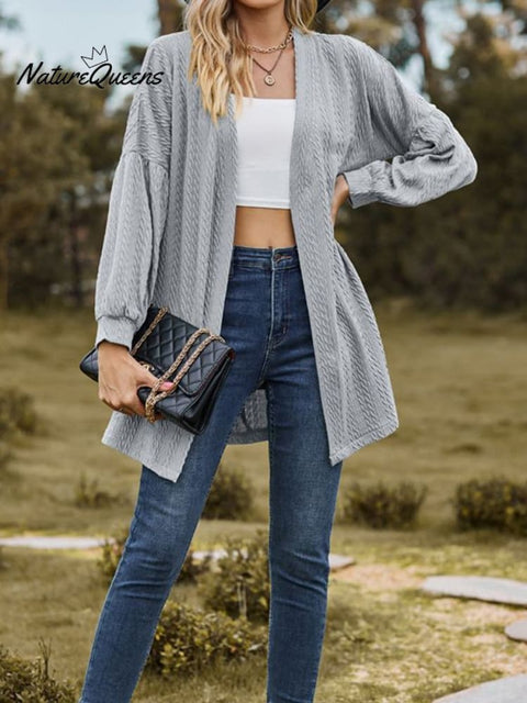 Solid Color Loose Cardigan Top Women's Knitted Jacket