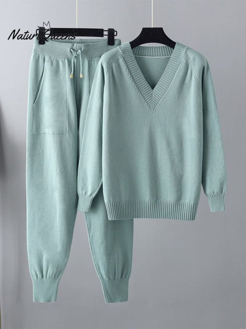 Sweater Harem Pants Suit Casual Sweater Pullover Two-piece Set