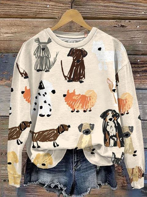 Funny Dog Art Print Casual  Sweatshirt