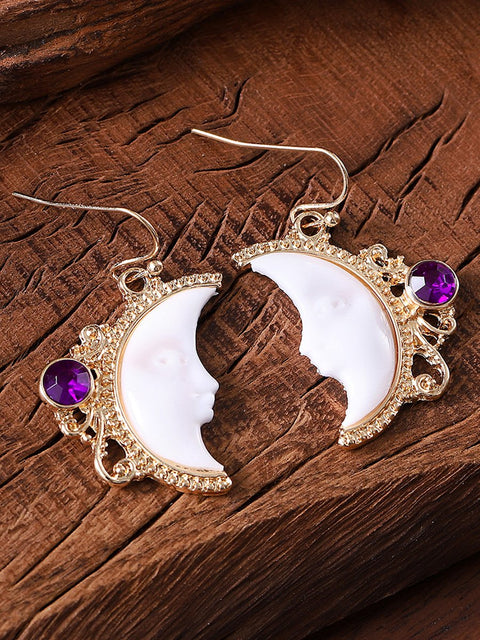 Women's Moon Goddess Pendant And Inlaid Gemstone Earrings