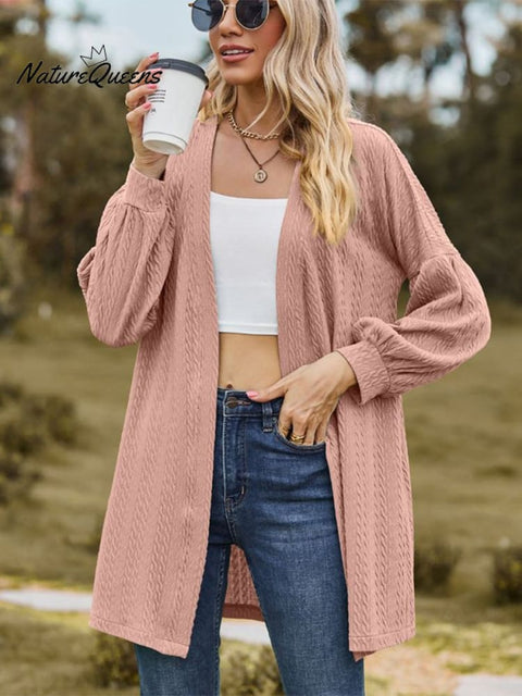 Solid Color Loose Cardigan Top Women's Knitted Jacket