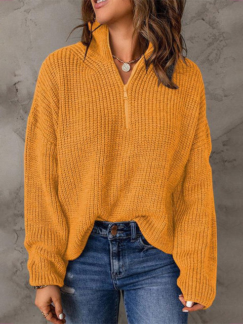 Women's V-Neck Casual Solid Color Sweater
