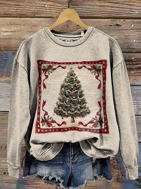 Retro Christmas  Print Casual  Sweatshirt