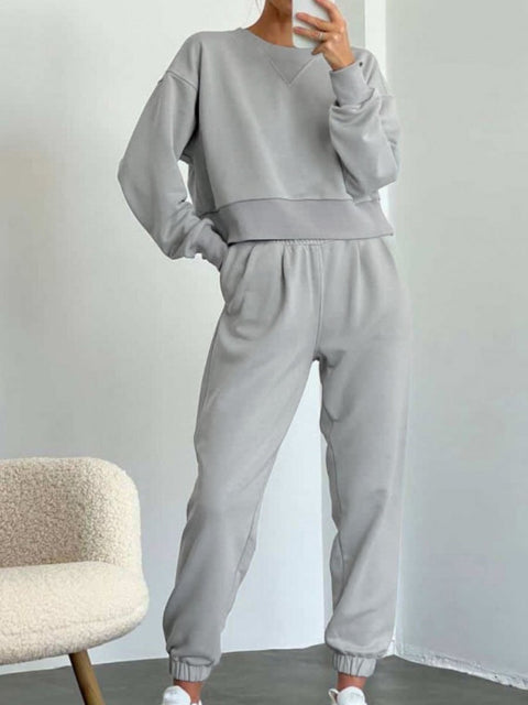 Solid Color Casual Long Sleeve Suit