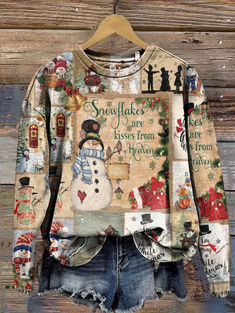 Retro Christmas Print Casual  Sweatshirt