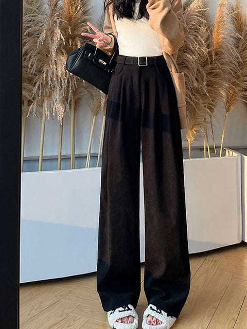 Women's Retro Stylish Casual High Waist Wide Leg Pants