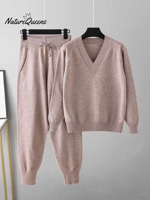 Sweater Harem Pants Suit Casual Sweater Pullover Two-piece Set