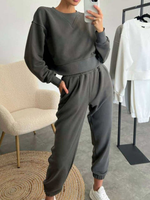 Solid Color Casual Long Sleeve Suit