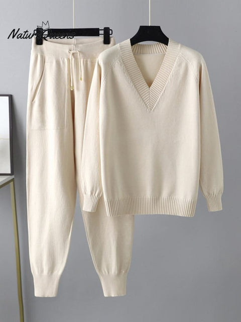 Sweater Harem Pants Suit Casual Sweater Pullover Two-piece Set