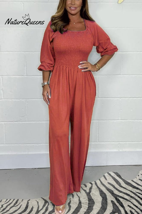 Casual solid color jumpsuit