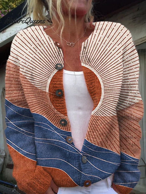 Abstract Geometry  Art Print  Buttoned Cardigan Sweater