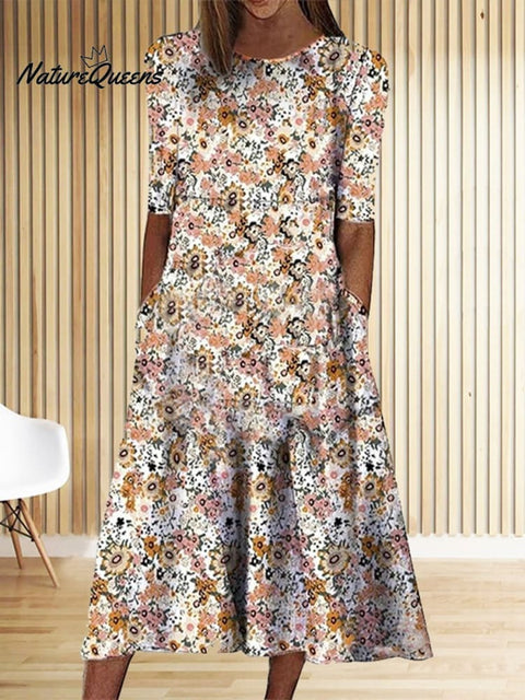 Boho Floral Print Loose Flowy Long Dresses