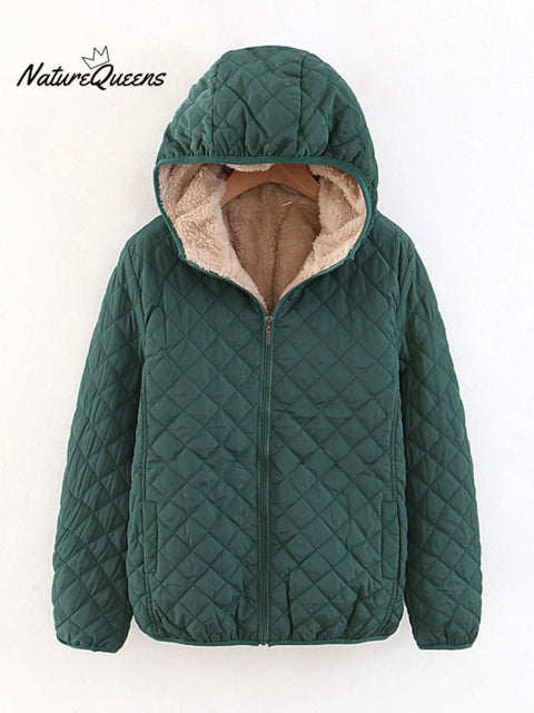 Velvet and Thickened Rhombus Loose Cotton Jacket