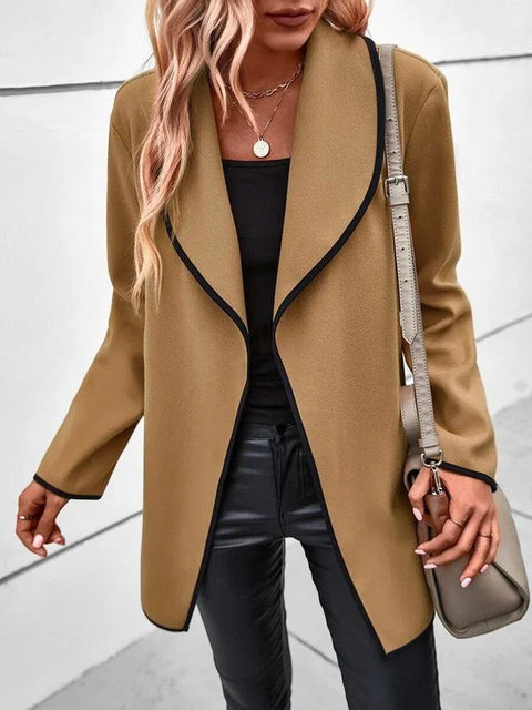 Long Sleeved Casual Woolen Coat In Solid Color
