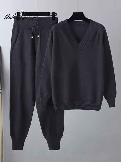 Sweater Harem Pants Suit Casual Sweater Pullover Two-piece Set