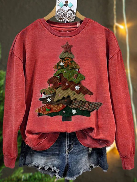 Merry Christmas  Christmas Tree Print Casual  Sweatshirt