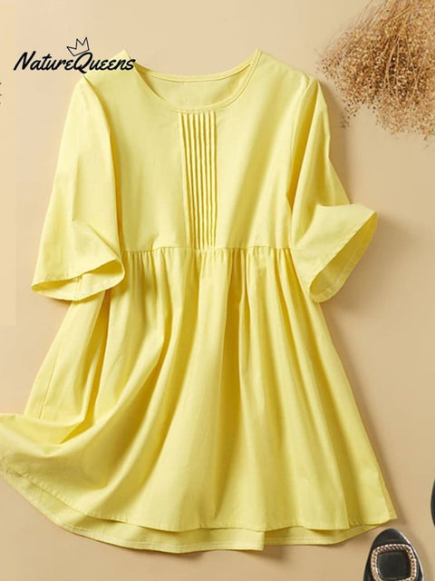 Loose Solid Color All-Match Cotton And Linen Shirt