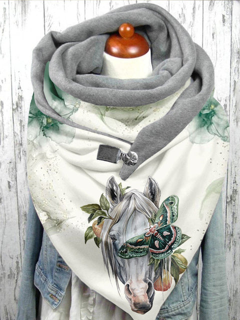Horse Butterfly Casual Print Scarf