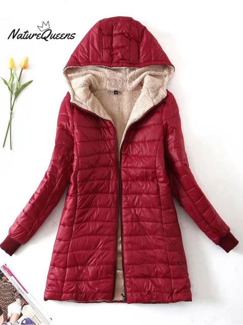 Mid-length Thickened Hooded Loose Jacket