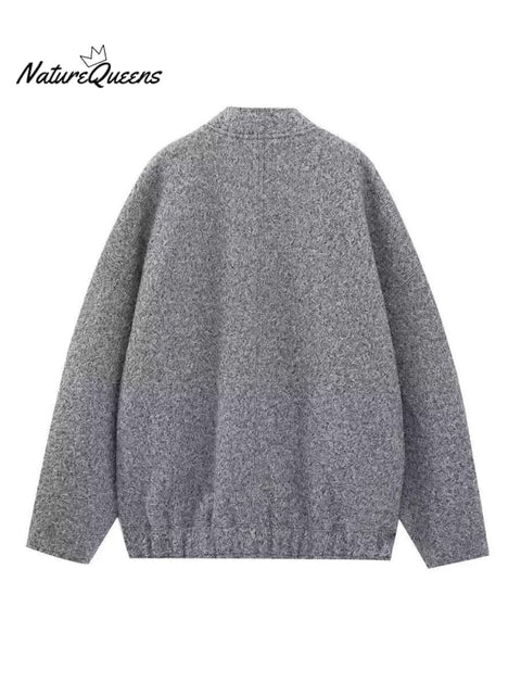 Women's Stylish Casual Long Sleeve Pockets Woolen Jacket Coat