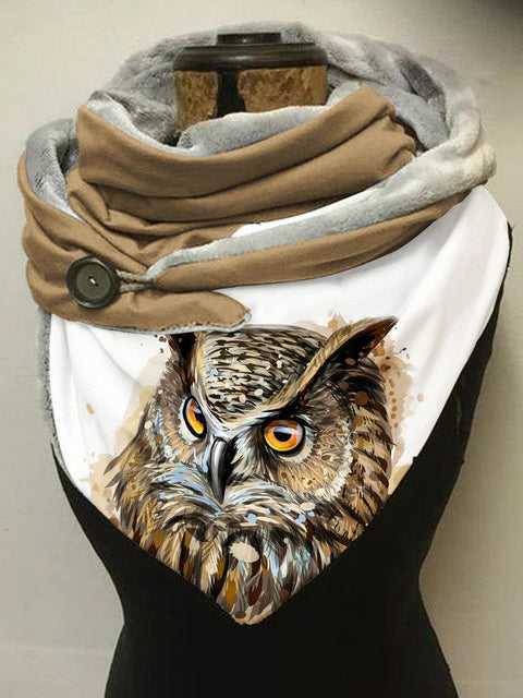 Plush Owl Watercolor Art Print Casual Scarf