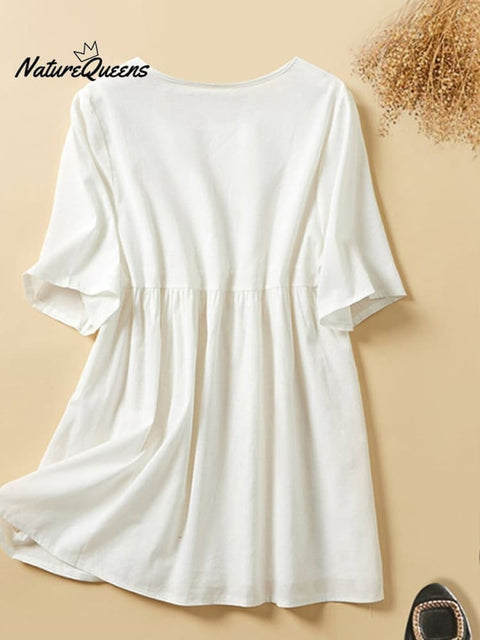 Loose Solid Color All-Match Cotton And Linen Shirt