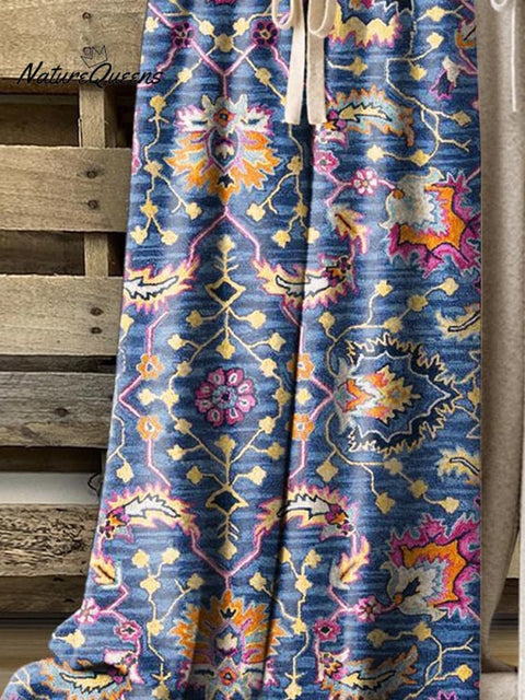 Women's Lovely Floral Art Printed Comfortable Knitted Trousers