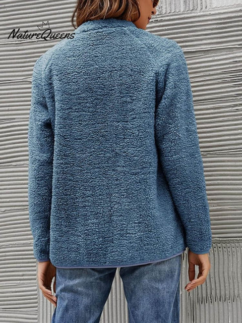 Women's Stylish Casual Fashionable Long Sleeve Solid Color Furry Single Breasted Coat