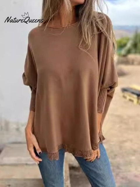 Autumn and Winter Loose Long-sleeved Fungus Lace Top Sweater Base Layer