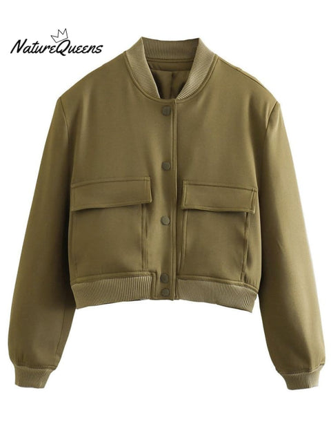 Stand Collar Large Pocket Jacket