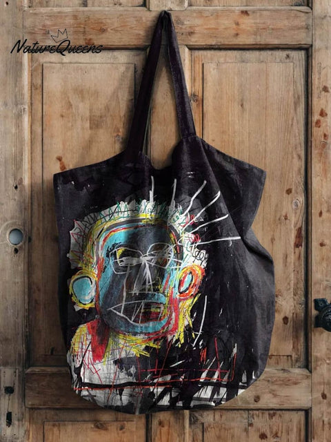 Funny Figure Illustration Pattern Art Print Casual Linen Tote Bag