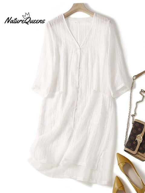 Cotton Linen Loose Drape Dress