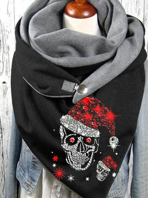 Christmas skull print casual scarf and shawl