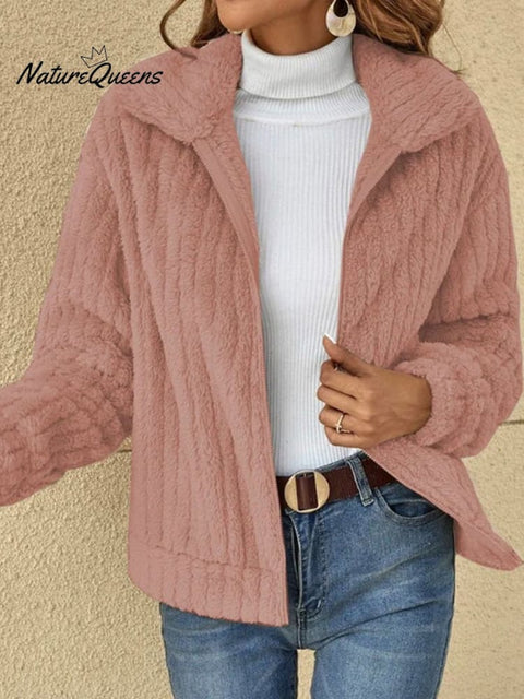 Women's Fall And Winter Plush Fur Lapel Collar Short Jacket