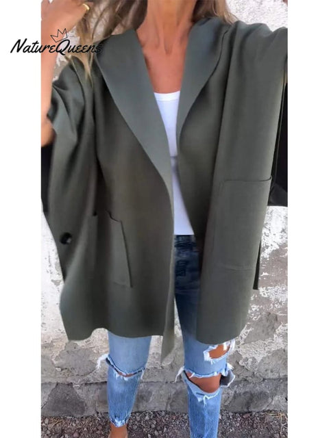 Women's New Autumn and Winter Lapel One-piece Cape Jacket