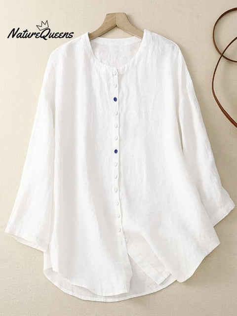 Cotton Linen Solid Color Casual Top