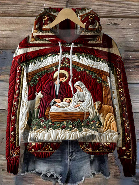 Hope Faith Christmas Print Casual Hoodie Sweatshirt