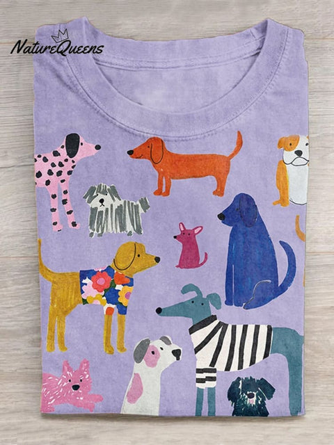 Funny Dog Art Print Casual T-shirt