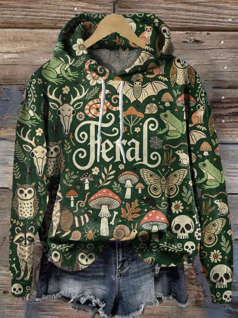 Feral Retro Print Casual Hoodie Sweatshirt