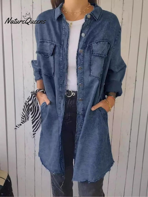 Women's Denim Jacket with Baggy Lapels