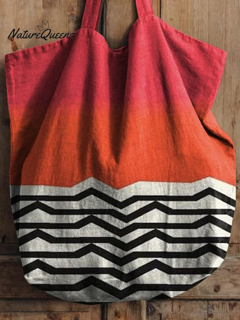 Irregular Geometric Art Printed Linen Tote Bag