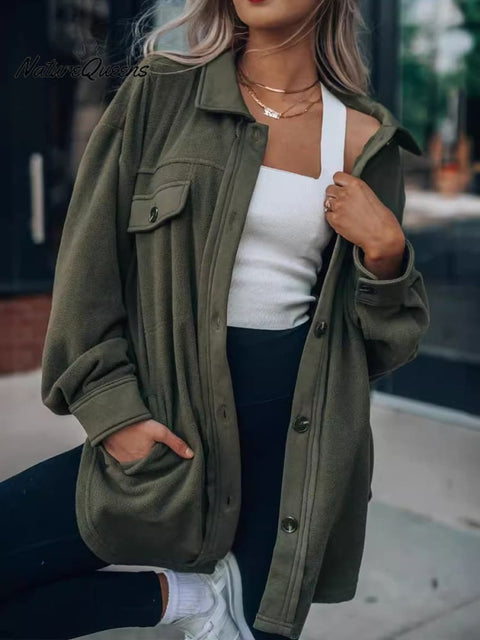 Women's Fashion Long Sleeve Single Breasted Cardigan Woolen Jacket