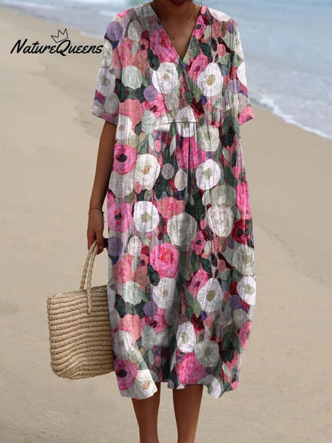 Lovely Poppy Field Printed Women's Flowy Dress