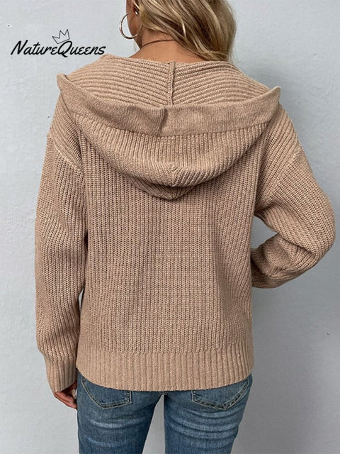 Women's Sweater Hooded Cardigan Jacket