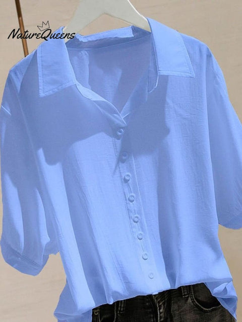 Women's Solid Color Loose Thin Elegant Casual Polo Shirt