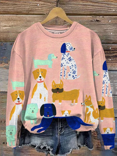 Funny Dog Art Print Casual  Sweatshirt