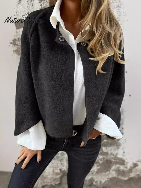Autumn and Winter Loose Short Cashmere Long-sleeved Jacket