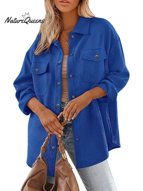 Buttoned Long Sleeve Loose Casual Shirt Jacket